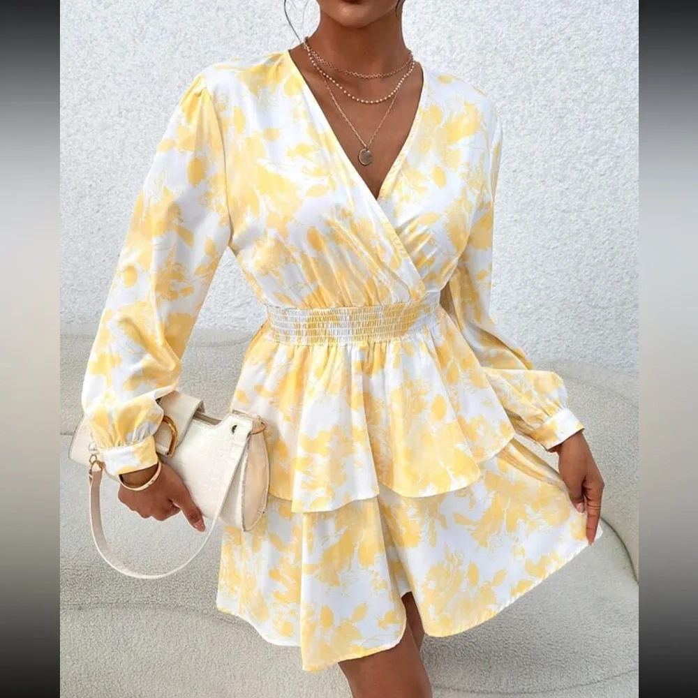 Boho floral print t shirred waist dress - Picture 10 of 13